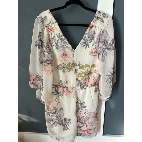 Women's Bailey Blue Floral Romper L White Pink - Picture 2 of 7